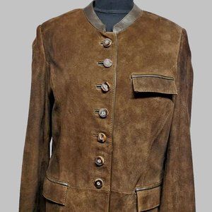 Vintage Almach Trachten Kruger Leather Suede Jacket Octoberfest Hunting Size L